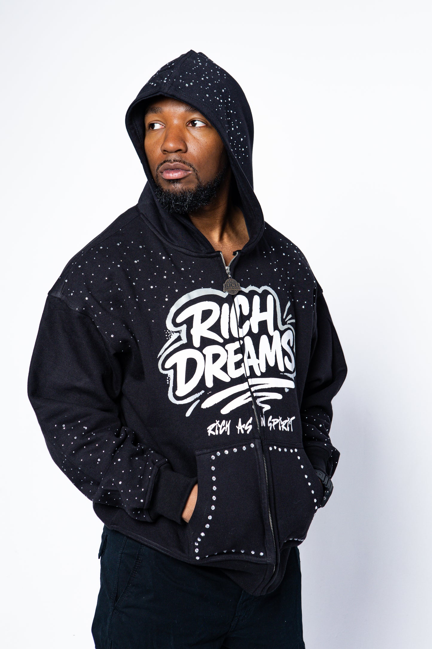Rich As In Spirit - Rhinestone Hoodie