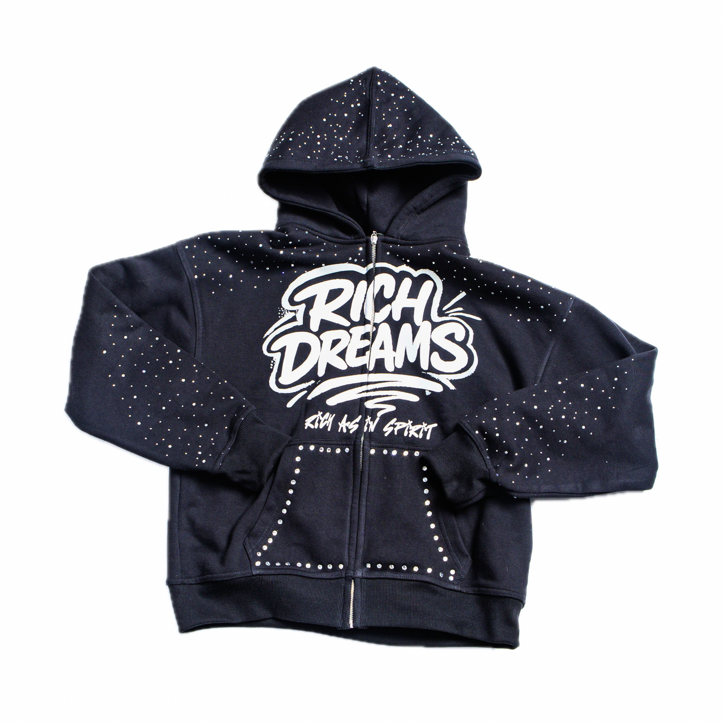 Rich Dreams black rhinestone hoodie