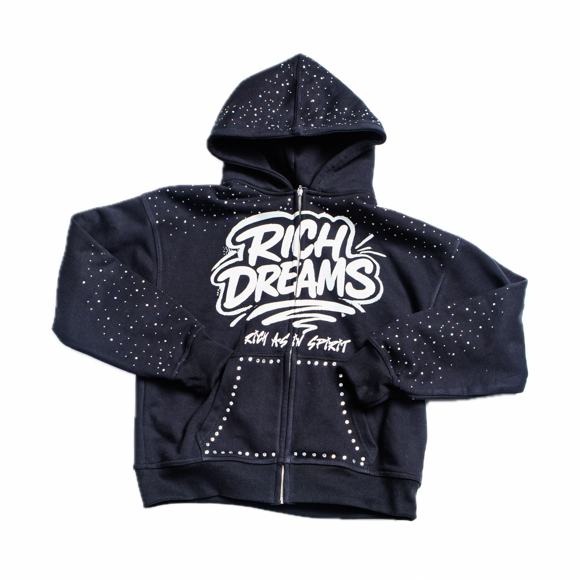 Rich Dreams black rhinestone hoodie