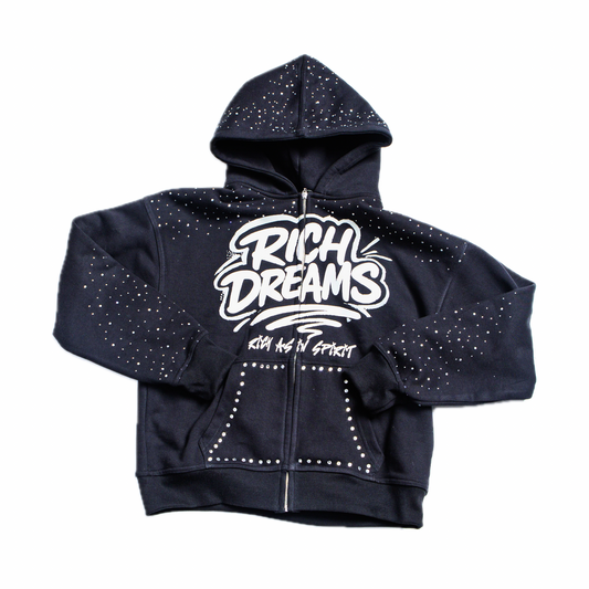 Rich Dreams black rhinestone hoodie